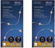 Lumineo Draadverlichting Lichtsnoer - 2x - Zilver - 40 LED Lampjes - Warm Wit - 195 cm - Timer - Kerstverlichting - Op Batterijen