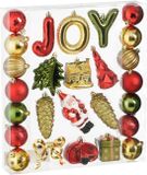 Mica Decorations Edelman Bv Kerstversiering - 26x kerstballen - kunststof - met glazen piek - goud - groen - rood - Joy