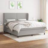 vidaXL Boxspringbed met matras, stof, lichtgrijs, 180x200 cm