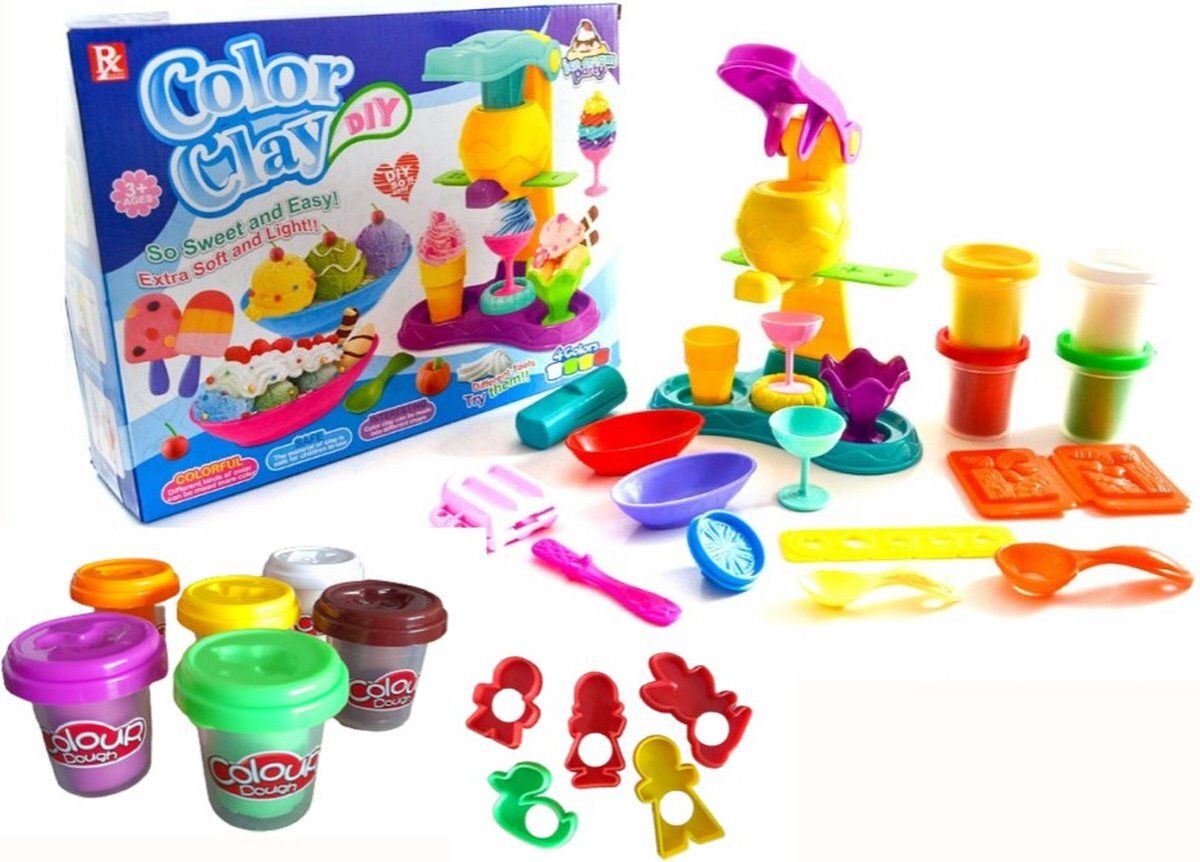 Colour Dough Extra Grote Klei Speel Set IJsmachine met Extra Potjes Klei en Vormpjes en vele Accessoires