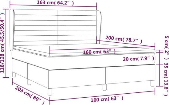 vidaXL Boxspring met matras stof donkerbruin 160x200 cm