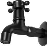 oCreon Vintage koudwaterkraan met enkele kruisgreep G1-2 interface - Wandmontage-wastafelkraan voor badkamertoilettuin (zwart ORB)