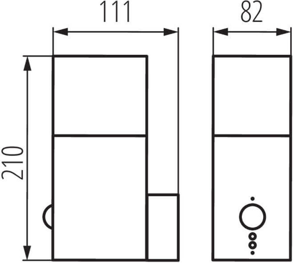 Kanlux Wandlamp/Tuinlamp single spot met sensor - Rechthoek Zwart - IP44 Buitengebruik - E27 aansluiting