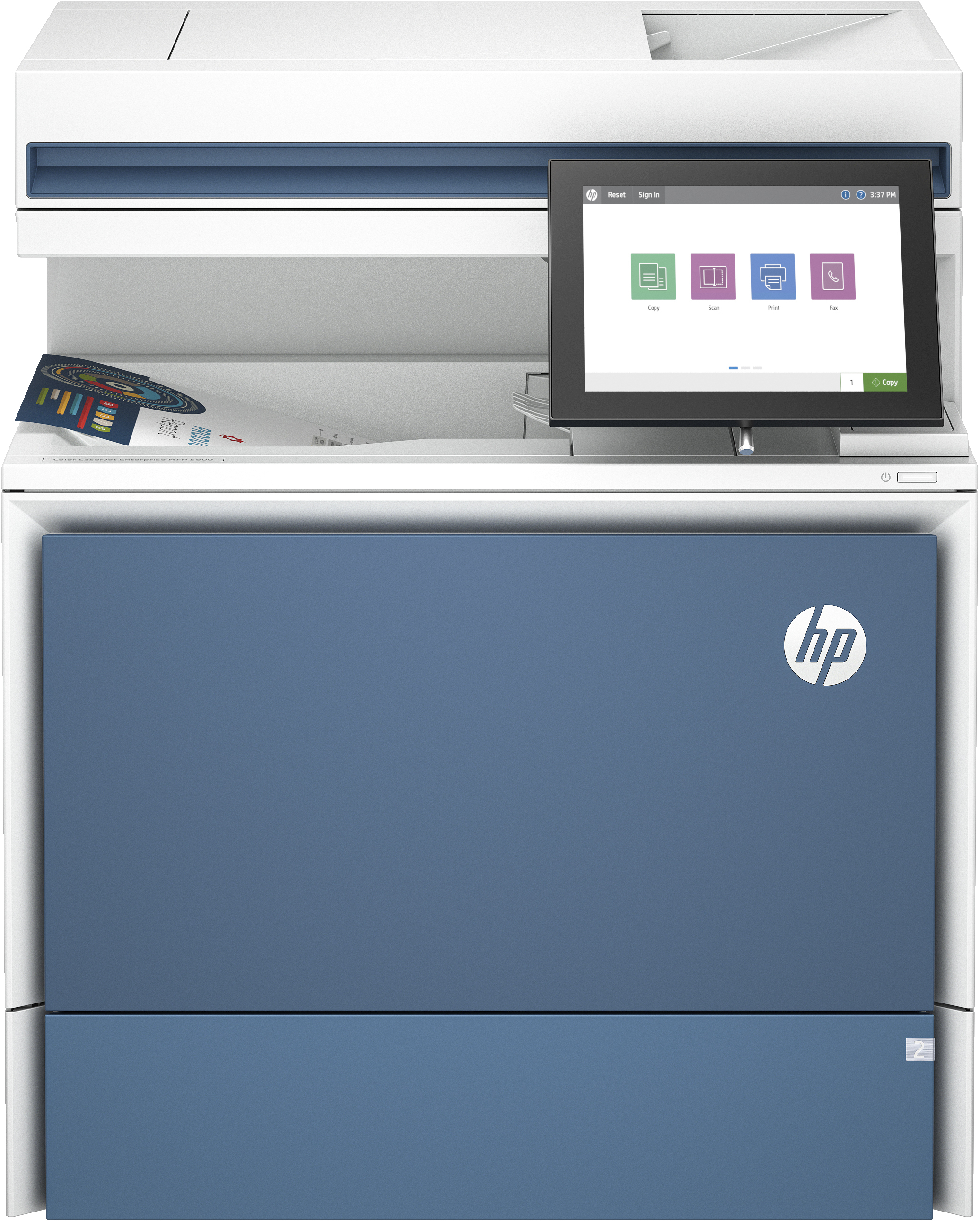 HP HP Color LaserJet Enterprise MFP 5800dn printer, Afdrukken, kopi&#235;ren, scannen, faxen (optie), Automatische documentinvoer; optionele high-capacity laden; Touchscreen; TerraJet-cartridge
