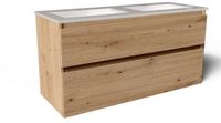 Saniclass Vita Badkamermeubelset - 120x60x46cm - 2 lades - greeploos - 2 wasbakken - zonder kraangaten - overloop - keramiek - rustiek eiken