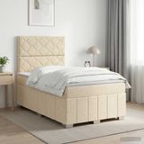vidaXL Boxspringbed met matras, crème kleur, 120 x 190 cm, gestoffeerd