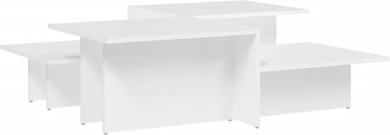 vidaXL Salontafels - bewerkt hout - wit - Set van 2