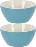 Excellent Houseware Acapulco Bols/coupes - 2x - Porcelaine - Bleu - D14 x H6.5 cm