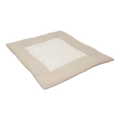 ULLENBOOM Peuterdeken & boxkleed Wafelmotief Floral Sand 100 x 100 cm
