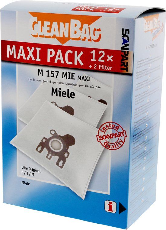 CleanBag Stofzuigerzakken - 12 stuks - Geschikt voor Miele - FJM - Incl. 2 filters