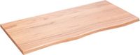 vidaXL - Wastafelblad - 100x50x2 cm - Massief Eikenhout - Lichtbruin