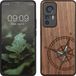 kwmobile telefoonhoesje geschikt voor Xiaomi 12T / 12T Pro - Hoesje met bumper - hout - In donkerbruin Parelmoer kompas design