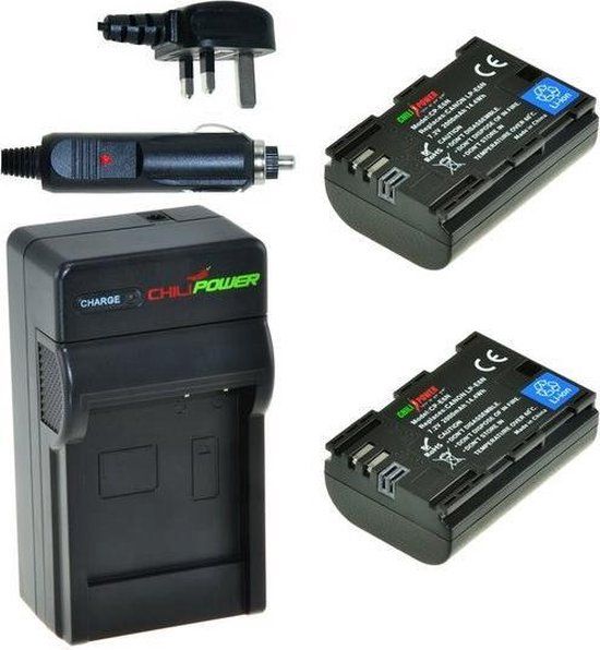 ChiliPower LP-E6N Battery 2-Pack with Charger Kit for Canon - UK Version