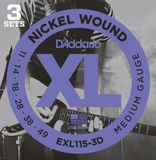 D'Addario EXL115-3D Gitaarsnaren (11-49) 3-Pack