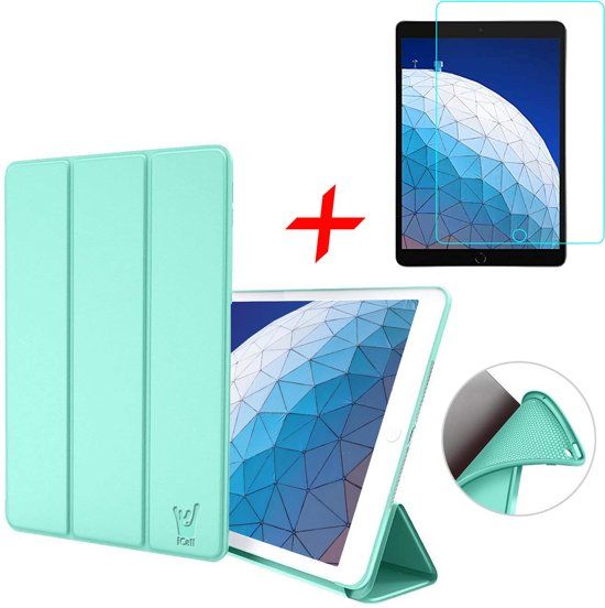 iCall iPad Air 10.5 (2019) Hoes + Screenprotector - Smart Book Case Siliconen Hoesje - Groen