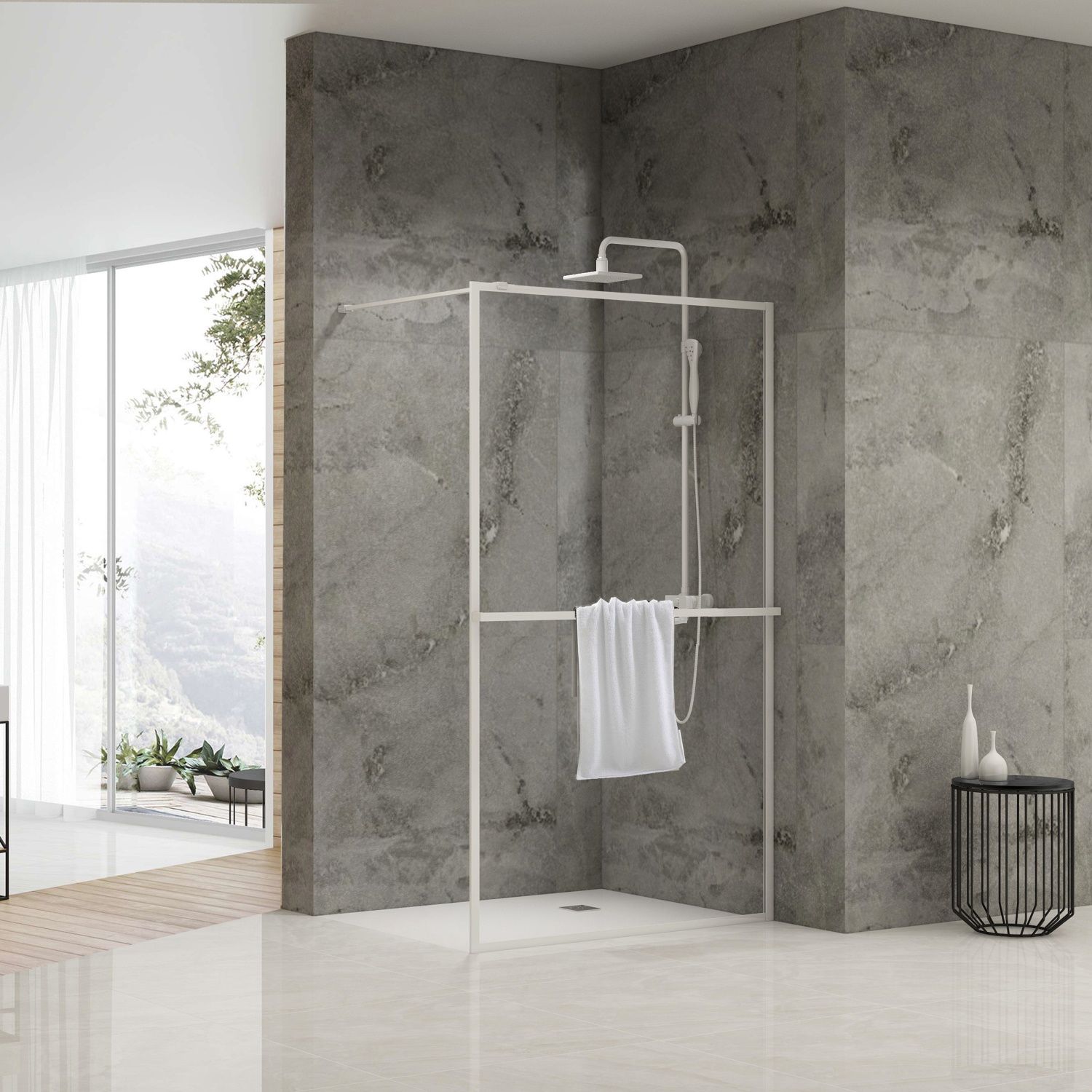 van Rijn Inloopdouche ST04 90x200 cm 8 mm helder glas wit