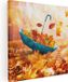 Artaza Canvas Schilderij Blauwe Paraplu in de Herfstbos met Bladeren - 70x70 - Foto Op Canvas - Canvas Print