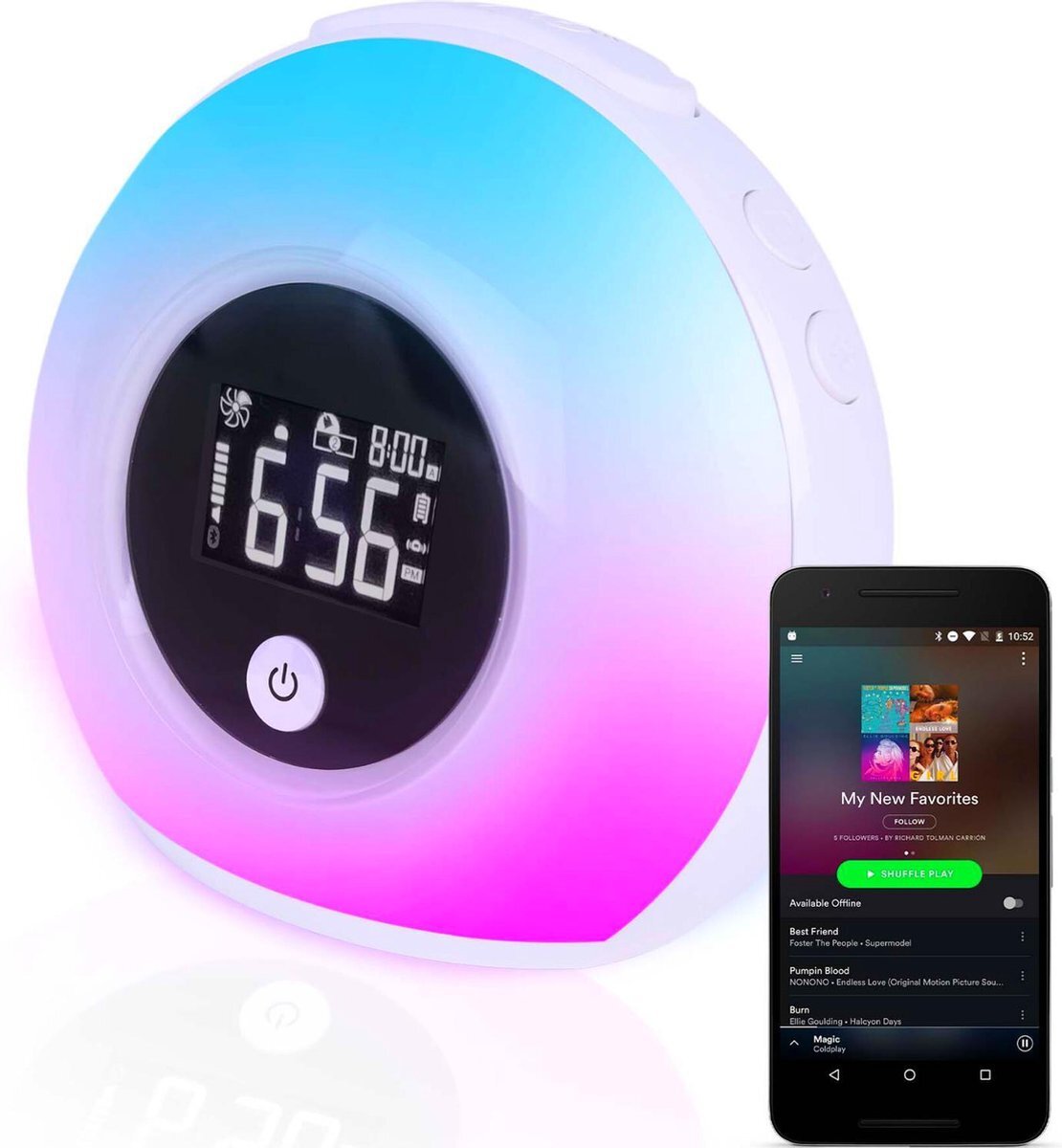 Boostiv Wake up light - Speaker radio - Slaaphulpen - Bluetooth - Nachtlampje - Digitale wekker - Wekker - Ambilight - Radio's