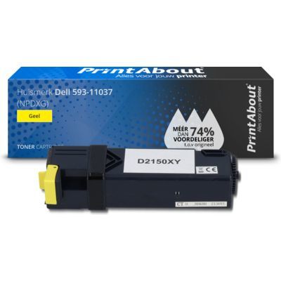 PrintAbout Huismerk Toner Geel 593-11037 (NPDXG) | Compatibel met Dell 2150CDN/2150CN/2155CDN/2155CN | 3000 pagina's