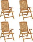 vidaXL Verstelbare Tuinstoelen 4 stuks Massief Teakhout Bruin