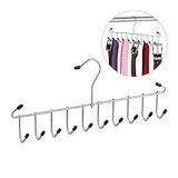 Relaxdays Riemhouder, stropdassen, riemen, halsdoek, metaal, ruimtebesparend, voor kast, 12 haken, zilver