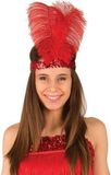 Icecat 2x stuks hoofdband rood Charleston met veren voor dames - Carnaval verkleed artikelen