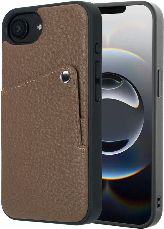 Selencia Hoesje - Geschikt voor Apple iPhone 17e / 16e - Backcover met Pashouder - Mocha Brown