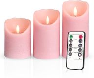 Meisterhome – 3 x Led Stompkaars Rustiek - Licht Roze – Stompkaars Echte wax – Led kaarsen - 10 / 12.5 / 15 cm Hoog - Met afstandsbediening – Timer 2/4/6/8 uur - Dimbaar