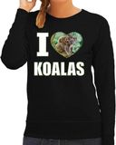 Bellatio Decorations I love koalas trui met dieren foto van een koala zwart voor dames - cadeau sweater koalas liefhebber M