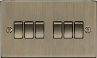 Knightsbridge CS42AB Vierkante Rand Antiek Messing 10A 6G 2 Weg Plaat Schakelaar, 230 V