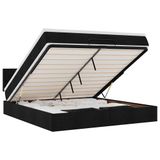 vidaXL Ottoman Bed with Mattress and LEDs 160x200cm Fabric Black