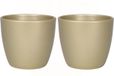 Floran 2x kleine bloempot/plantenpot keramiek parelgoud D17.5 cm - Binnen