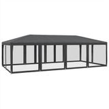 vidaXL Partytent met 12 mesh zijwanden, 8x4 m, HDPE, antracietkleurig