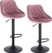 Tabouret de bar Berlo – Avec dossier – Velours – Ergonomique – Rose – Réglable en hauteur – Set de 2 – Convient pour cuisine et bar – Hauteur d'assise 60-82 cm