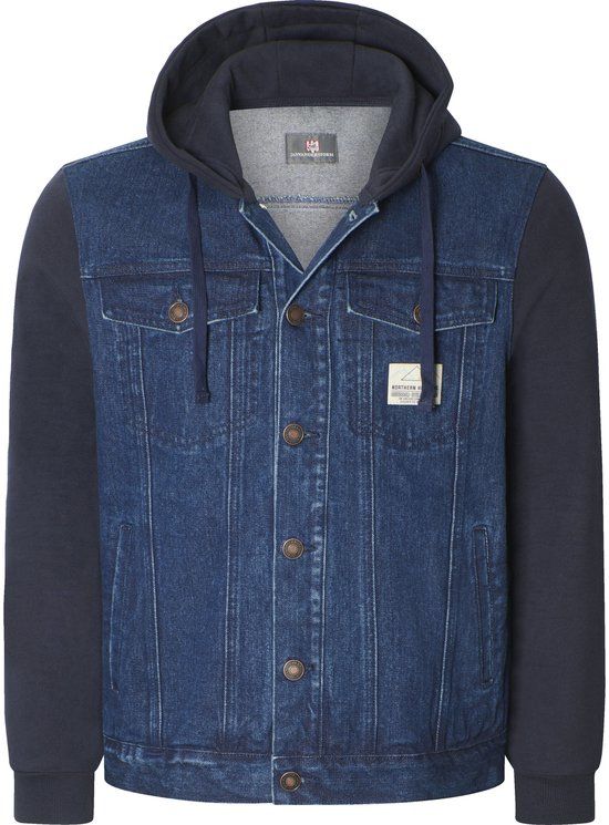 Jan Vanderstorm heren Denim Jack - 70 - donkerblauw - Plus Size