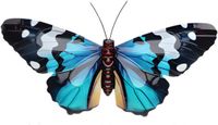 Pro Garden Wanddecoratie vlinder - blauw - 49 x 34 cm - metaal