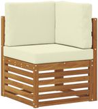 vidaXL - Buiten - bank - set - 7 - st - Natuurlijk - en - Crème - Massief - Acacia - Hout