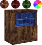 vidaXL Dressoir met LED-verlichting, gerookt eikenhout, 60,5 x 37 x 67 cm