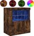 vidaXL Dressoir met LED-verlichting, gerookt eikenhout, 60,5 x 37 x 67 cm