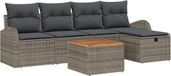 vidaXL Tuinbank Set 6-delig Poly-rattan Grijs