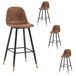 MEUBLE COSY Barkrukken, set van 4 barstoel vintage, met rugleuning en voetensteun, van kunstsuède, vergulde metalen poten, voor bistro, café, keuken, bruin, 45,5x49x103,5cm