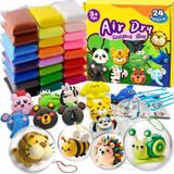 Argile autodurcissante, 24 couleurs de pâte à modeler avec 5 outils, 4 balles rechargeables, accessoires et tutoriels, pâte à modeler