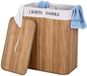 BAKAJI Wasmand met dubbel compartiment, bamboe en stof, 100 liter, Beige/Bruin