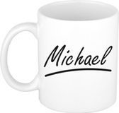 Bellatio Decorations Michael Naam koffiemok - beker - met sierlijke letters - wit