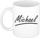 Bellatio Decorations Michael Naam koffiemok - beker - met sierlijke letters - wit