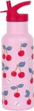 A Little Lovely Company XL Dubbelwandige RVS drinkfles thermos - Kersen
