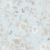Homestyle Behangpapier Bloemen Lichtblauw 0,53 x 10 M.