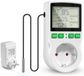 OEM Digitale stekkeradapter met thermostaat, 230V, met LCD-display - Timerfunctie voor verwarming en koeling - 16A, geschikt voor kassen en aquaria
