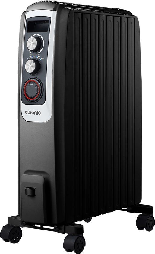 Auronic Olieradiator met Thermostaat - Elektrische kachel - Timer - 2000W - Zwart