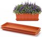 Plasticforte Plantenbak water onder opvangschaal - 2x - terracotta - rechthoek - 48 x 18 cm